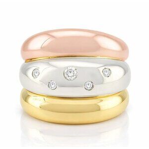 Natural 0.35 Carats Diamonds Ring 14k Three-Tones Gold